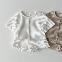 Load image into Gallery viewer, 2 Pieces Set Baby Kid Girls Solid Color Tops And Shorts Wholesale 24030128
