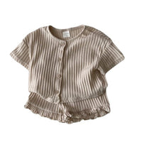 Load image into Gallery viewer, 2 Pieces Set Baby Kid Girls Solid Color Tops And Shorts Wholesale 24030128
