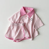 Load image into Gallery viewer, 2 Pieces Set Baby Kid Girls Boys Striped Tops And Shorts Wholesale 24030129
