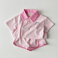 Load image into Gallery viewer, 2 Pieces Set Baby Kid Girls Boys Striped Tops And Shorts Wholesale 24030129
