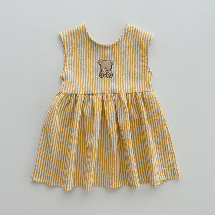 Baby Kid Girls Striped Cartoon Dresses Wholesale 24030130