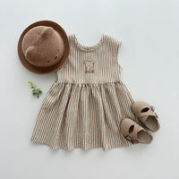 Load image into Gallery viewer, Baby Kid Girls Striped Cartoon Dresses Wholesale 24030130
