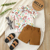 Load image into Gallery viewer, 2 Pieces Set Baby Kid Boys Easter Animals Shirts And Solid Color Shorts Wholesale 24030141
