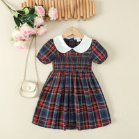 Load image into Gallery viewer, Kid Girls Color-blocking Checked Dresses Wholesale 24030146
