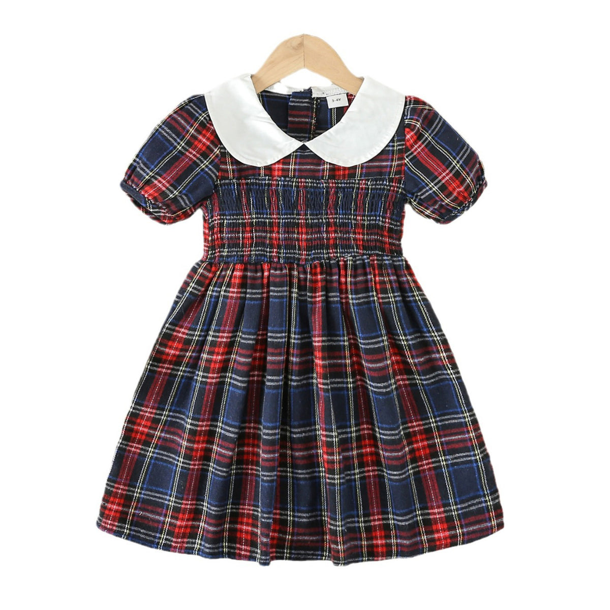 Kid Girls Color-blocking Checked Dresses Wholesale 24030146