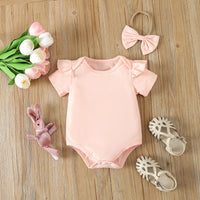 Load image into Gallery viewer, 2 Pieces Set Baby Girls Solid Color Tops Checked And Cartoon Dresses Wholesale 24030147
