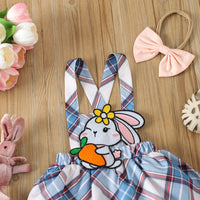 Load image into Gallery viewer, 2 Pieces Set Baby Girls Solid Color Tops Checked And Cartoon Dresses Wholesale 24030147
