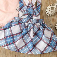 Load image into Gallery viewer, 2 Pieces Set Baby Girls Solid Color Tops Checked And Cartoon Dresses Wholesale 24030147
