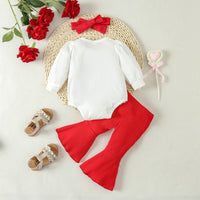 Load image into Gallery viewer, 2 Pieces Set Baby Girls Valentine&#39;s Day Letters Print Tops And Solid Color Pants Wholesale 24030150
