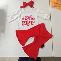 Load image into Gallery viewer, 2 Pieces Set Baby Girls Valentine&#39;s Day Letters Print Tops And Solid Color Pants Wholesale 24030150
