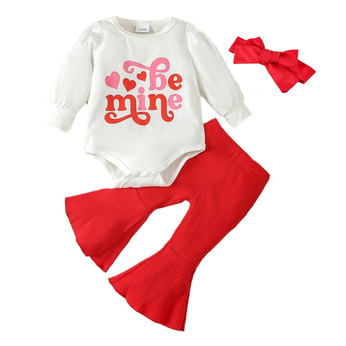 2 Pieces Set Baby Girls Valentine's Day Letters Print Tops And Solid Color Pants Wholesale 24030150