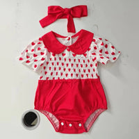 Load image into Gallery viewer, Baby Girls Color-blocking Love heart Rompers Wholesale 24030151
