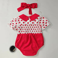 Load image into Gallery viewer, Baby Girls Color-blocking Love heart Rompers Wholesale 24030151
