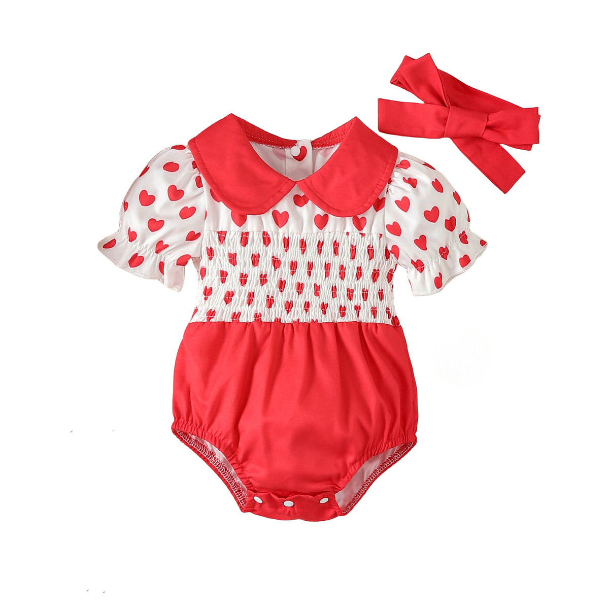 Baby Girls Color-blocking Love heart Rompers Wholesale 24030151