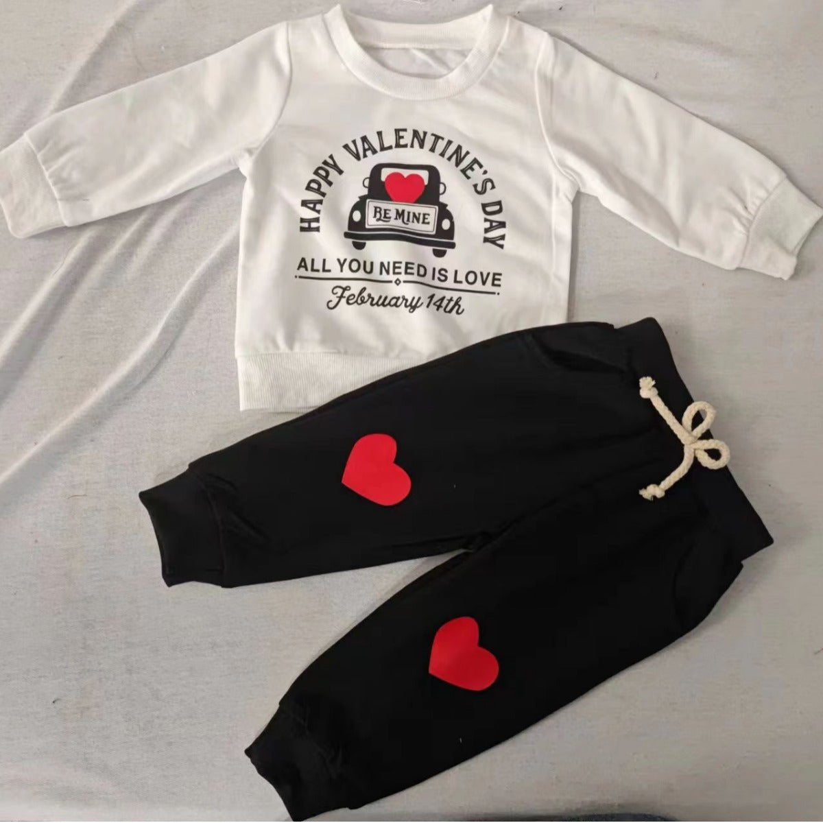 2 Pieces Set Baby Kid Boys Valentine's Day Letters Tops And Pants Wholesale 24030153