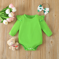 Load image into Gallery viewer, 2 Pieces Set Baby Girls St Patrick&#39;s Day Solid Color Tops And Cartoon Dresses Wholesale 24030155
