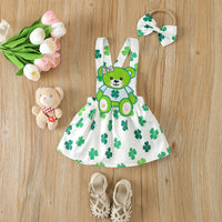Load image into Gallery viewer, 2 Pieces Set Baby Girls St Patrick&#39;s Day Solid Color Tops And Cartoon Dresses Wholesale 24030155
