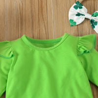 Load image into Gallery viewer, 2 Pieces Set Baby Girls St Patrick&#39;s Day Solid Color Tops And Cartoon Dresses Wholesale 24030155

