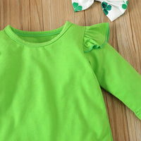 Load image into Gallery viewer, 2 Pieces Set Baby Girls St Patrick&#39;s Day Solid Color Tops And Cartoon Dresses Wholesale 24030155
