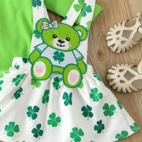 Load image into Gallery viewer, 2 Pieces Set Baby Girls St Patrick&#39;s Day Solid Color Tops And Cartoon Dresses Wholesale 24030155
