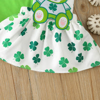 Load image into Gallery viewer, 2 Pieces Set Baby Girls St Patrick&#39;s Day Solid Color Tops And Cartoon Dresses Wholesale 24030155
