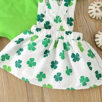 Load image into Gallery viewer, 2 Pieces Set Baby Girls St Patrick&#39;s Day Solid Color Tops And Cartoon Dresses Wholesale 24030155
