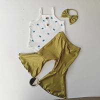 Load image into Gallery viewer, 2 Pieces Set Baby Girls Plant Tank Tops And Solid Color Pants Wholesale 24030158
