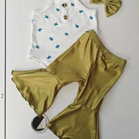 Load image into Gallery viewer, 2 Pieces Set Baby Girls Plant Tank Tops And Solid Color Pants Wholesale 24030158
