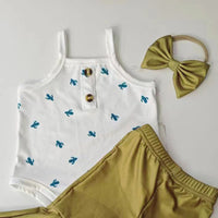 Load image into Gallery viewer, 2 Pieces Set Baby Girls Plant Tank Tops And Solid Color Pants Wholesale 24030158
