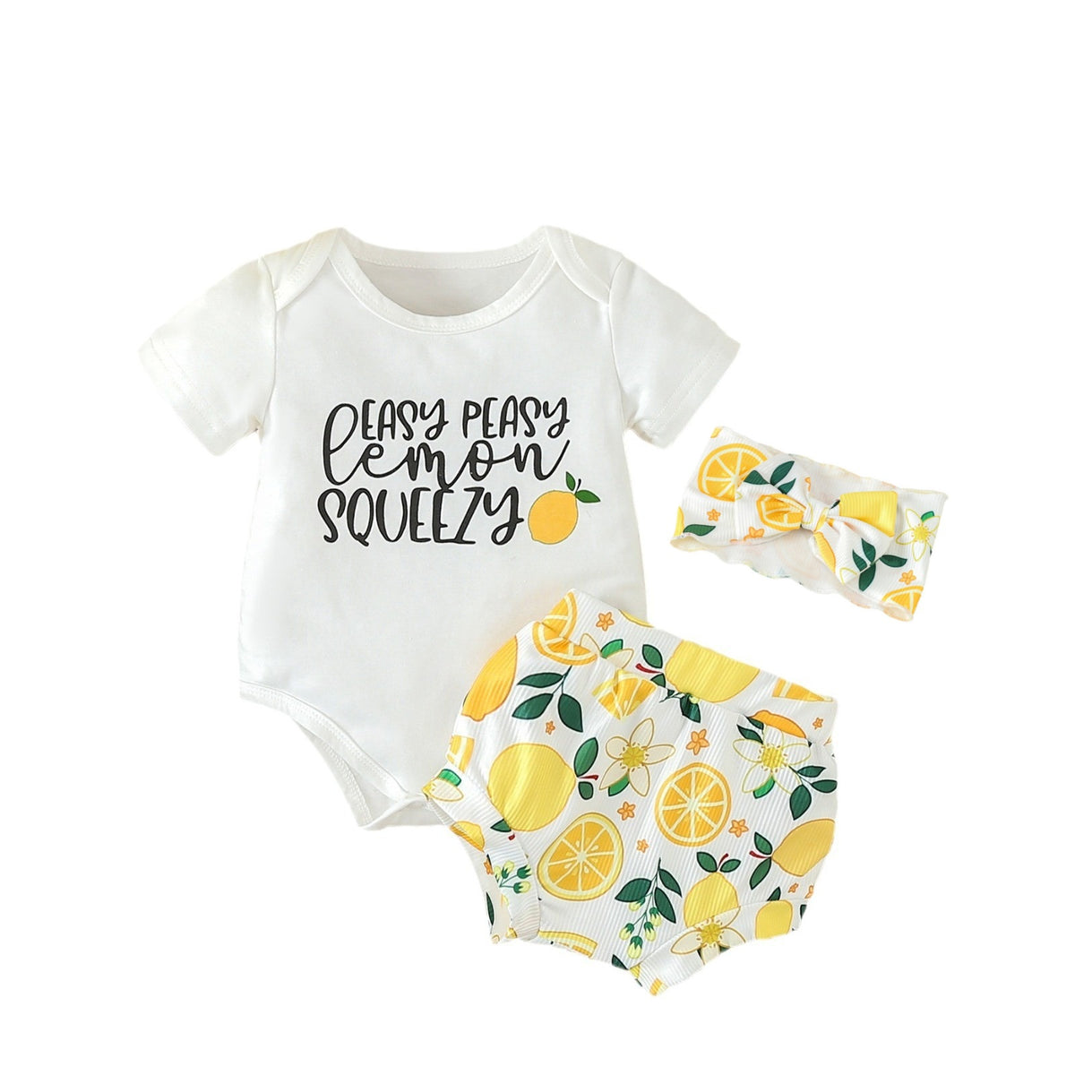 Baby Girls Letters Fruit Print Shorts Rompers Wholesale 24030160