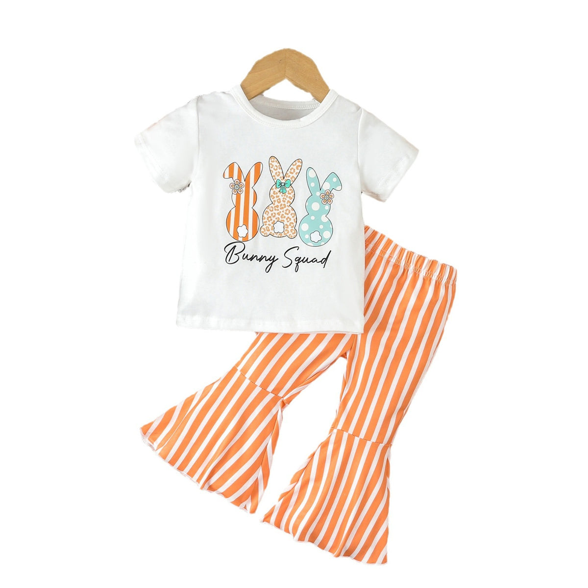 2 Pieces Set Baby Kid Girls Letters Animals T-Shirts And Striped Pants Wholesale 24030165