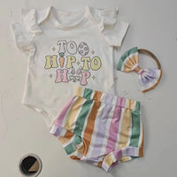 Load image into Gallery viewer, 2 Pieces Set Baby Girls Easter Letters Rompers And Color-blocking Shorts Wholesale 24030166

