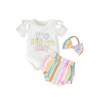 Load image into Gallery viewer, 2 Pieces Set Baby Girls Easter Letters Rompers And Color-blocking Shorts Wholesale 24030166

