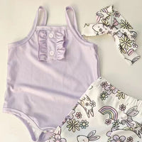 Load image into Gallery viewer, 2 Pieces Set Baby Girls Easter Solid Color Tank Tops Flower And Cartoon Pants Wholesale 24030169

