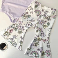 Load image into Gallery viewer, 2 Pieces Set Baby Girls Easter Solid Color Tank Tops Flower And Cartoon Pants Wholesale 24030169
