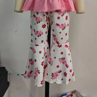 Load image into Gallery viewer, 2 Pieces Set Baby Kid Girls Solid Color Print Tank Tops And Flower Pants Wholesale 24030176

