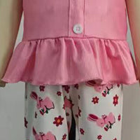 Load image into Gallery viewer, 2 Pieces Set Baby Kid Girls Solid Color Print Tank Tops And Flower Pants Wholesale 24030176
