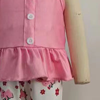 Load image into Gallery viewer, 2 Pieces Set Baby Kid Girls Solid Color Print Tank Tops And Flower Pants Wholesale 24030176
