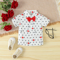 Load image into Gallery viewer, 2 Pieces Set Baby Kid Boys Valentine&#39;s Day Letters Love heart Print Tops And Solid Color Shorts Wholesale 24030179
