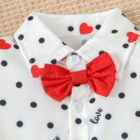 Load image into Gallery viewer, 2 Pieces Set Baby Kid Boys Valentine&#39;s Day Letters Love heart Print Tops And Solid Color Shorts Wholesale 24030179
