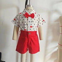 Load image into Gallery viewer, 2 Pieces Set Baby Kid Boys Valentine&#39;s Day Letters Love heart Print Tops And Solid Color Shorts Wholesale 24030179
