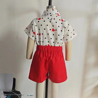 Load image into Gallery viewer, 2 Pieces Set Baby Kid Boys Valentine&#39;s Day Letters Love heart Print Tops And Solid Color Shorts Wholesale 24030179
