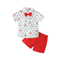 Load image into Gallery viewer, 2 Pieces Set Baby Kid Boys Valentine&#39;s Day Letters Love heart Print Tops And Solid Color Shorts Wholesale 24030179
