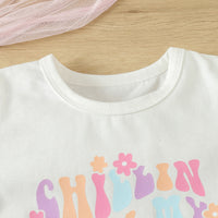 Load image into Gallery viewer, 2 Pieces Set Baby Kid Girls Letters Tops And Cartoon Pants Wholesale 24030181
