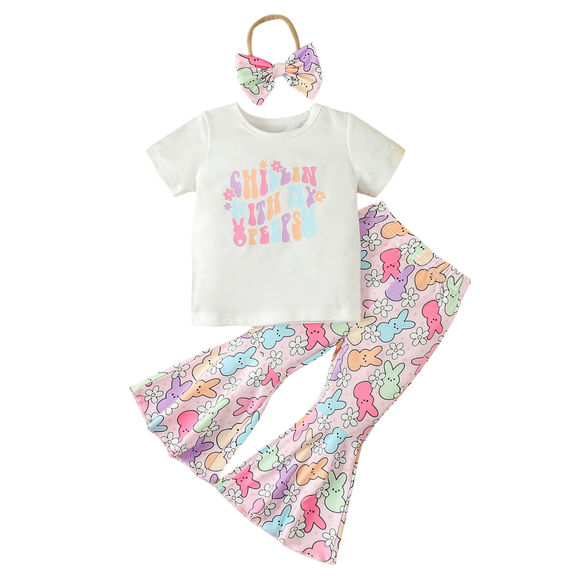 2 Pieces Set Baby Kid Girls Letters Tops And Cartoon Pants Wholesale 24030181