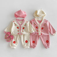 Load image into Gallery viewer, 2 Pieces Set Baby Girls Embroidered Tops And Pants Wholesale 24030182
