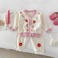 Load image into Gallery viewer, 2 Pieces Set Baby Girls Embroidered Tops And Pants Wholesale 24030182
