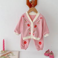 Load image into Gallery viewer, 2 Pieces Set Baby Girls Embroidered Tops And Pants Wholesale 24030182
