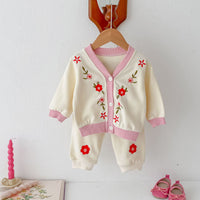 Load image into Gallery viewer, 2 Pieces Set Baby Girls Embroidered Tops And Pants Wholesale 24030182
