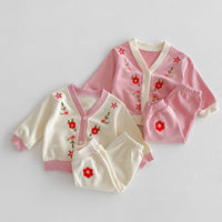 Load image into Gallery viewer, 2 Pieces Set Baby Girls Embroidered Tops And Pants Wholesale 24030182
